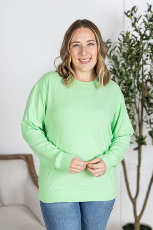 Corrine Ribbed Pullover Top - Lime by Michelle Mae