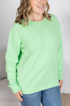 Corrine Ribbed Pullover Top - Lime by Michelle Mae