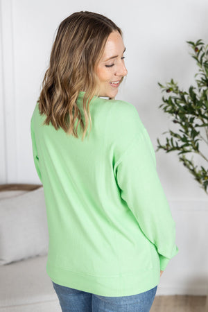 Corrine Ribbed Pullover Top - Lime by Michelle Mae