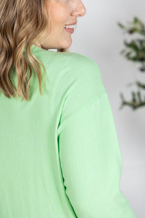 Corrine Ribbed Pullover Top - Lime by Michelle Mae