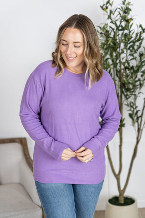 Corrine Ribbed Pullover Top - Purple by Michelle Mae