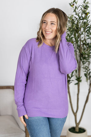 Corrine Ribbed Pullover Top - Purple by Michelle Mae