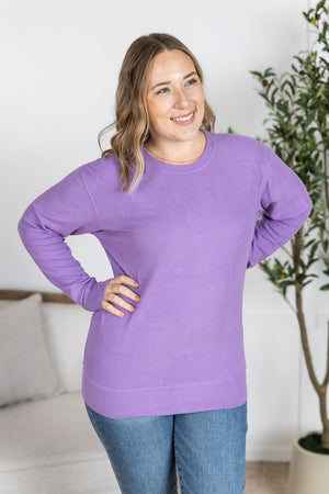 Corrine Ribbed Pullover Top - Purple by Michelle Mae