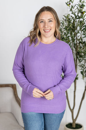 Corrine Ribbed Pullover Top - Purple by Michelle Mae