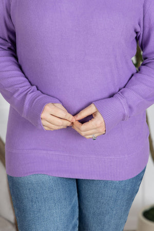 Corrine Ribbed Pullover Top - Purple by Michelle Mae