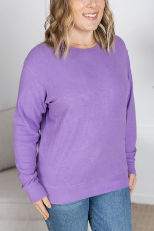 Corrine Ribbed Pullover Top - Purple by Michelle Mae