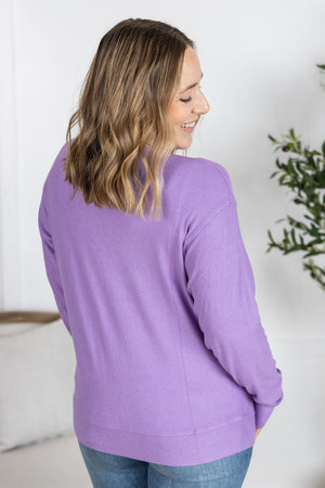 Corrine Ribbed Pullover Top - Purple by Michelle Mae