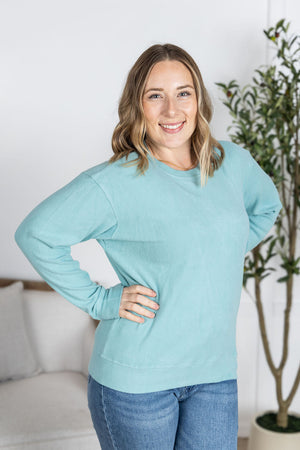 Corrine Ribbed Pullover Top - Dusty Blue by Michelle Mae