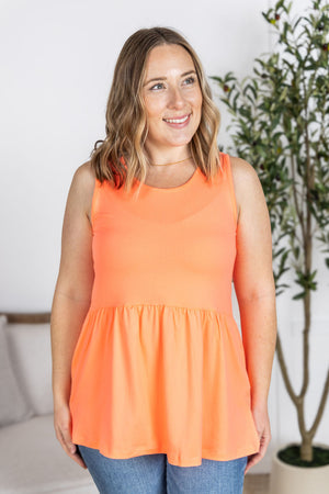 Renee Ruffle Tank - Neon Coral by Michelle Mae