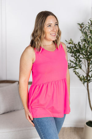 Renee Ruffle Tank - Neon Pink by Michelle Mae