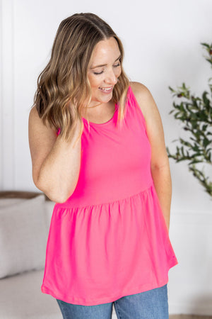 Renee Ruffle Tank - Neon Pink by Michelle Mae