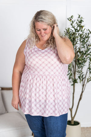 Renee Ruffle Tank Top - Pearl Pink Floral by Michelle Mae