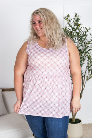 Renee Ruffle Tank Top - Pearl Pink Floral by Michelle Mae