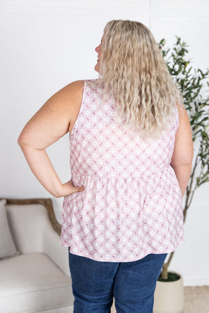 Renee Ruffle Tank Top - Pearl Pink Floral by Michelle Mae