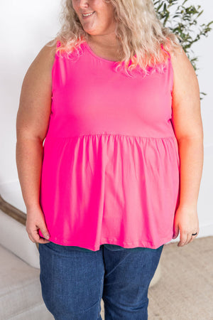 Renee Ruffle Tank - Neon Pink by Michelle Mae