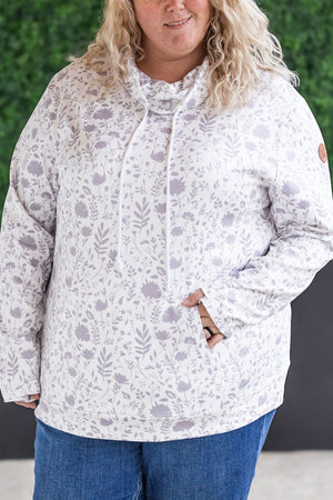 Soft Funnel Neck - Dreamy Meadows White and Grey by Michelle Mae