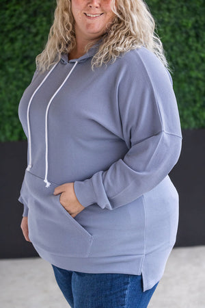 Kacey Ribbed Hoodie - Dusty Blue by Michelle Mae