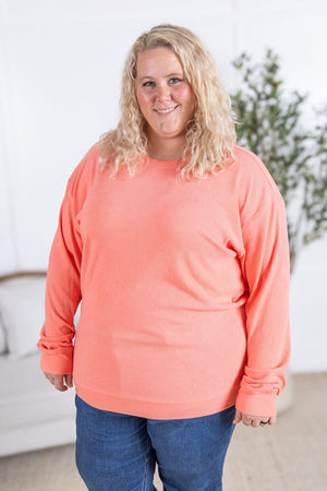 Corrine Ribbed Pullover Top - Coral by Michelle Mae