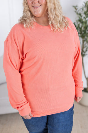 Corrine Ribbed Pullover Top - Coral by Michelle Mae