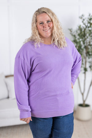 Corrine Ribbed Pullover Top - Purple by Michelle Mae