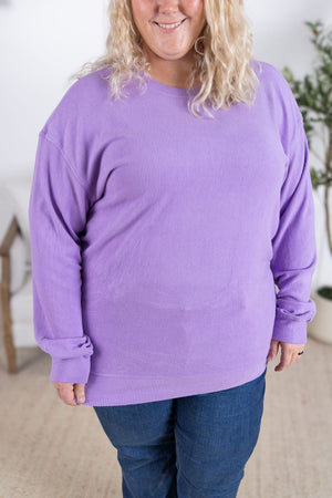 Corrine Ribbed Pullover Top - Purple by Michelle Mae