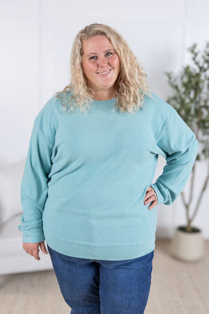 Corrine Ribbed Pullover Top - Dusty Blue by Michelle Mae