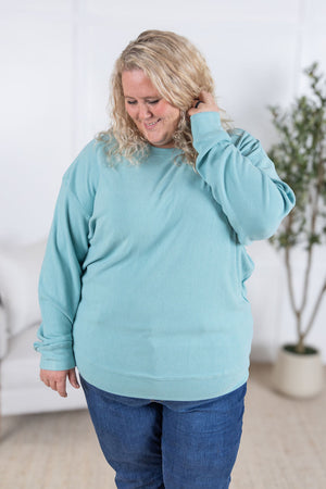 Corrine Ribbed Pullover Top - Dusty Blue by Michelle Mae