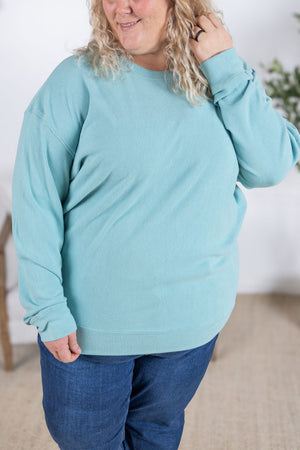 Corrine Ribbed Pullover Top - Dusty Blue by Michelle Mae