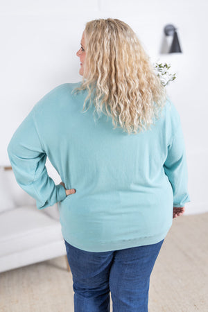 Corrine Ribbed Pullover Top - Dusty Blue by Michelle Mae