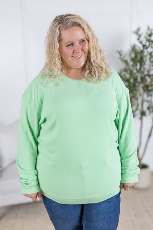 Corrine Ribbed Pullover Top - Lime by Michelle Mae