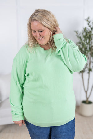 Corrine Ribbed Pullover Top - Lime by Michelle Mae