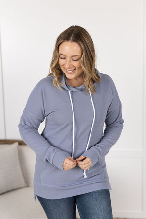 Kacey Ribbed Hoodie - Dusty Blue by Michelle Mae