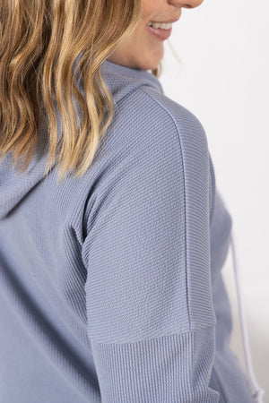 Kacey Ribbed Hoodie - Dusty Blue by Michelle Mae