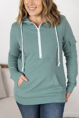 Pixie Pocket Halfzip Hoodie - Sage by Michelle Mae