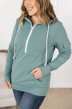 Pixie Pocket Halfzip Hoodie - Sage by Michelle Mae