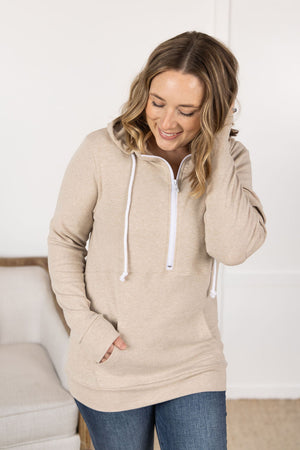 Pixie Pocket Halfzip Hoodie - Oatmeal by Michelle Mae