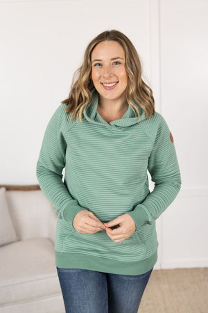 Tatum Textured Pullover Hoodie - Sea Green by Michelle Mae