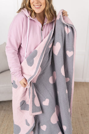 Plush and Fuzzy Blanket - Pink Hearts by Michelle Mae