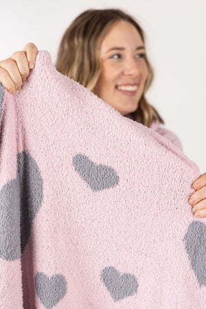 Plush and Fuzzy Blanket - Pink Hearts by Michelle Mae