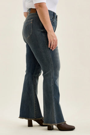 Judy Blue High Waist Daisy Double Button Bootcut Jeans – Vintage Grey Cast