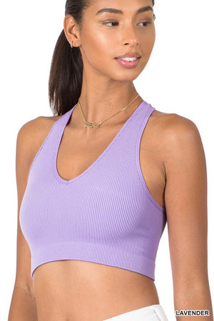 Ribbed Cropped Racerback Tank Top bralette Brami by Zenana - 32 colors