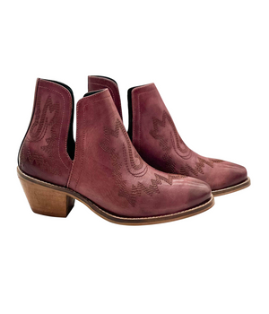 Kickin' Leather Booties in Burgundy - by Naught Monkey