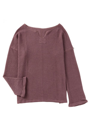 Plum Waffle Knit Top