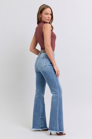 Judy Blue High Waist Frayed Hem Bootcut Jeans Tall