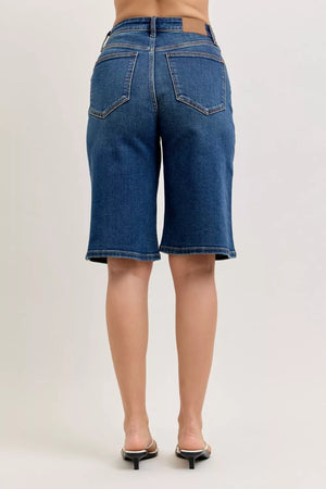Judy Blue High Waist Relaxed Bermuda Jean Shorts