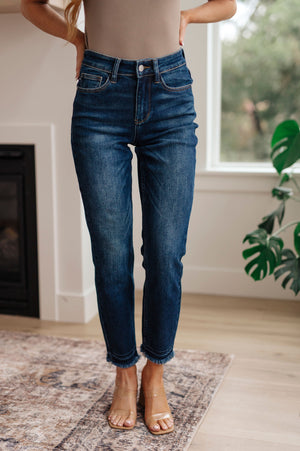 Judy Blue High Rise Release Hem Non Distressed Slim Jeans