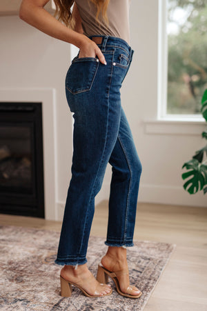 Judy Blue High Rise Release Hem Non Distressed Slim Jeans