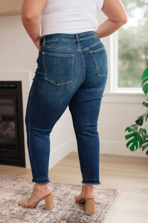 Judy Blue High Rise Release Hem Non Distressed Slim Jeans