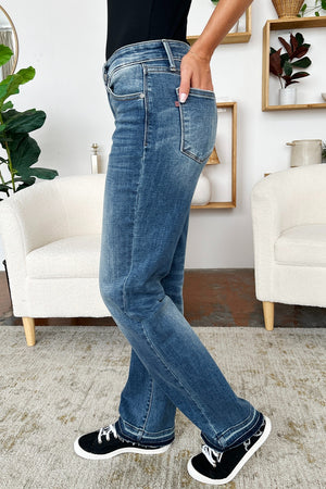 Judy Blue Mid Rise Release Hem Dad Fit Jeans