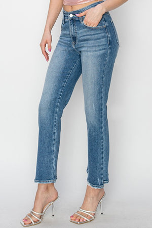 RISEN High Rise Slim Straight Ankle Jeans